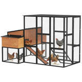 PawHut 105" Large Chicken Coop for 7-12 Hens with Wooden Hen House, Walk-in Run, 2 Nesting Boxes