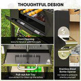 Outsunny Charcoal BBQ Grill with 245 sq. in. Cooking Area, Adjustable Charcoal Pan, 3 Shelves, Thermometer, Black
