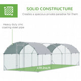 PawHut Large Metal Chicken Coop with Waterproof and Anti-UV Cover, 9.2' x 24.9' x 6.5'