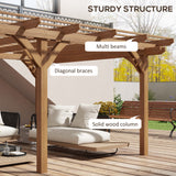 Outsunny 12' x 16' Wood Frame Pergola, Natural