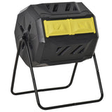 Outsunny Tumbling Compost Bin, Dual Chamber Rotating Composter, 43 Gallon, Yellow