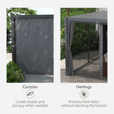 Outsunny 12' x 19' Aluminum Pergola with Adjustable Louvered Roof, Curtains and Netting, Dark Gray