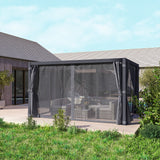 Outsunny 10' x 13' Outdoor Retractable Pergola with Sun Shade, Aluminum Louvered Top, Curtains, Netting, Dark Gray