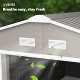 Outsunny 11' x 13' Metal Storage Shed with Double Sliding & Locking Doors, Air Vents, Light Gray