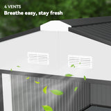 Outsunny 11' x 13' Metal Storage Shed with Double Sliding & Locking Doors, Air Vents, White