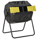 Outsunny Tumbling Compost Bin, Dual Chamber Rotating Composter, 43 Gallon, Yellow