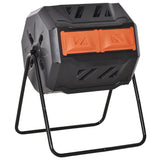 Outsunny Tumbling Compost Bin, Dual Chamber Rotating Composter, 43 Gallon, Orange