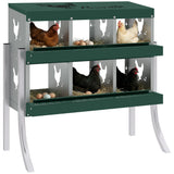 PawHut Chicken Nesting Boxes, 6 Compartment Steel Nesting Boxes for Chickens, Wall Mount Egg Laying Boxes with Vented Holes
