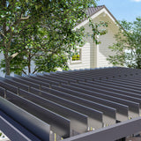 Outsunny 10' x 13' Outdoor Retractable Pergola with Sun Shade, Aluminum Louvered Top, Curtains, Netting, Dark Gray