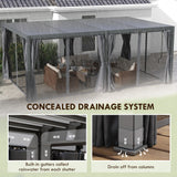 Outsunny 12' x 19' Aluminum Pergola with Adjustable Louvered Roof, Curtains and Netting, Dark Gray