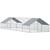 PawHut 10' x 33' x 6.5' Steel Frame Chicken Run with Waterproof and Anti-UV Cover, Lockable Door