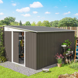 Outsunny 11' x 9' Metal Outdoor Storage Shed, with Double Sliding Lockable Doors, Air Vents, Gray