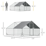 PawHut 10' x 13' x 6.5' Steel Frame Chicken Run with Waterproof and Anti-UV Cover, Lockable Door