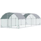 PawHut Large Metal Chicken Coop with Waterproof and Anti-UV Cover, 9.2' x 24.9' x 6.5'
