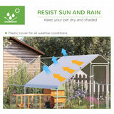 PawHut 10' x 13' x 6.5' Steel Frame Chicken Run with Waterproof and Anti-UV Cover, Lockable Door