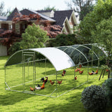 PawHut Large Metal Chicken Coop with Waterproof and Anti-UV Cover, 9.2' x 31.2' x 6.5'