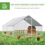 PawHut 10' x 13' x 6.5' Steel Frame Chicken Run with Waterproof and Anti-UV Cover, Lockable Door