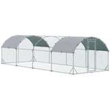 PawHut Large Metal Chicken Coop with Waterproof and Anti-UV Cover, 9.2' x 24.9' x 6.5'