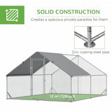 PawHut 10' x 13' x 6.5' Steel Frame Chicken Run with Waterproof and Anti-UV Cover, Lockable Door