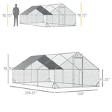 PawHut 10' x 20' x 6.5' Steel Frame Chicken Run with Waterproof and Anti-UV Cover, Lockable Door