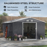 Outsunny 11' x 13' Metal Storage Shed with Double Sliding & Locking Doors, Air Vents, Dark Gray