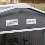 Outsunny 11' x 13' Metal Storage Shed with Double Sliding & Locking Doors, Air Vents, Dark Gray