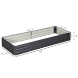 Outsunny 8' x 3' x 1' Galvanized Metal Raised Garden Bed, Dark Gray
