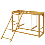 PawHut Wooden Chicken Activity Play Structure With Swing Set, Chicken Coop Toy, Natural
