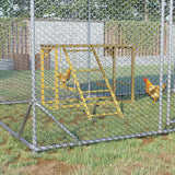 PawHut Wooden Chicken Activity Play Structure With Swing Set, Chicken Coop Toy, Natural