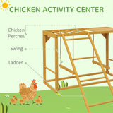 PawHut Wooden Chicken Activity Play Structure With Swing Set, Chicken Coop Toy, Natural