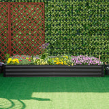 Outsunny 8' x 3' x 1' Galvanized Metal Raised Garden Bed, Dark Gray