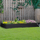 Outsunny 8' x 3' x 1' Galvanized Metal Raised Garden Bed, Dark Gray