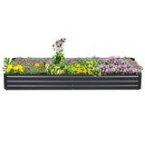 Outsunny 8' x 3' x 1' Galvanized Metal Raised Garden Bed, Dark Gray