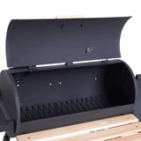 Outsunny All-in-One Charcoal BBQ Grill & Offset Smoker, Portable with Wheels, Side Vent, Two Shelves & Metal Grating, Thermometer, Black