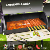 Outsunny All-in-One Charcoal BBQ Grill & Offset Smoker, Portable with Wheels, Side Vent, Two Shelves & Metal Grating, Thermometer, Black