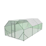 TMG Industrial 10' x 20' Wire Mesh Chicken Run Shelter Coop, Galvanized Steel, 200 Sq-Ft, Lockable Gate, PVC Coated Mesh