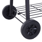 Outsunny All-in-One Charcoal BBQ Grill & Offset Smoker, Portable with Wheels, Side Vent, Two Shelves & Metal Grating, Thermometer, Black