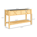 Outsunny 47" x 22" x 31.5" Elevated Planter Bed with Storage Shelf, Drainage Holes and Liner, Natural