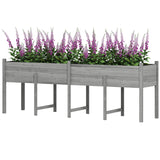 Outsunny 7.4' x 1.8' x 2.6' Elevated Wooden Planter Bed with Bed Liner & Drain Holes, Gray