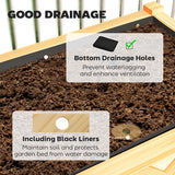 Outsunny 47" x 22" x 31.5" Elevated Planter Bed with Storage Shelf, Drainage Holes and Liner, Natural