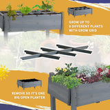 Outsunny 48" x 21" x 34" Wooden Elevated Planter Bed with 8 Pocket Grow Grid, Lockable Wheels, Foldable Side Clapboard, Filter Fabric, and Drainage Holes, Gray