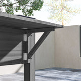 Outsunny 7.8' x 2' x 2.6' Elevated Wooden Planter Bed with Side Table, Shelf, Bed Liner & Drain Holes, Gray