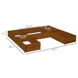 Outsunny 8' x 8' x 1' Galvanized Metal Raised Garden Bed, Customizable Layout, Brown