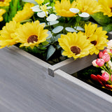 Outsunny 48" x 21" x 34" Wooden Elevated Planter Bed with 8 Pocket Grow Grid, Lockable Wheels, Foldable Side Clapboard, Filter Fabric, and Drainage Holes, Gray