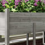 Outsunny 7.4' x 1.8' x 2.6' Elevated Wooden Planter Bed with Bed Liner & Drain Holes, Gray