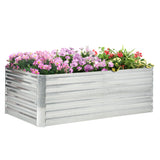 Outsunny 6' x 3' x 2' Galvanized Metal Raised Garden Bed Reinforced Rods, Silver