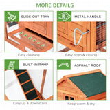 PawHut 124" Wooden Chicken Coop With Dual Henhouses, Run, Ramps, Nesting Boxes, Natural
