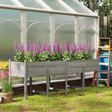 Outsunny 7.4' x 1.8' x 2.6' Elevated Wooden Planter Bed with Bed Liner & Drain Holes, Gray