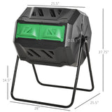 Outsunny Tumbling Compost Bin, Dual Chamber Rotating Composter, 43 Gallon, Green