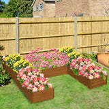 Outsunny 8' x 8' x 1' Galvanized Metal Raised Garden Bed, Customizable Layout, Brown